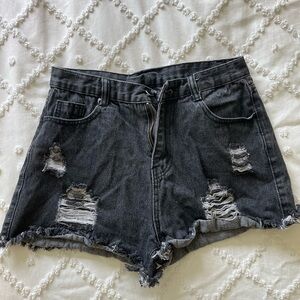 Black high waisted jean shorts